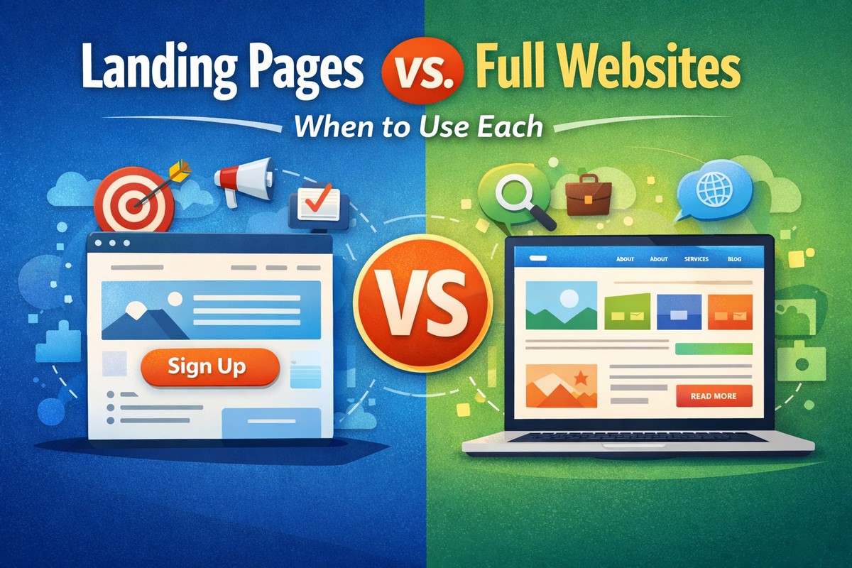 Landing Pages vs. Full Websites: When to Use Each